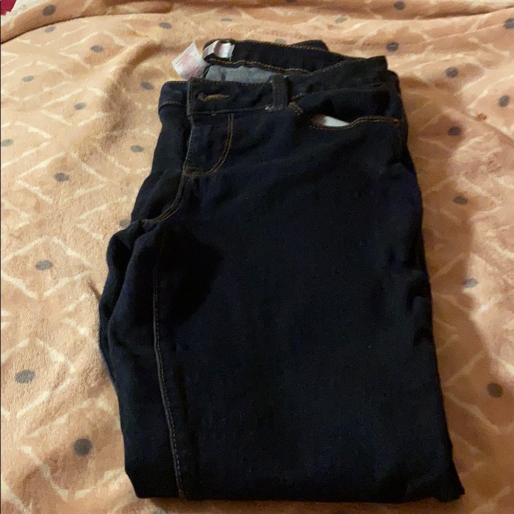 Navy blue jeans.